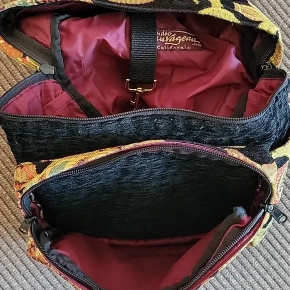 Small Vegan Convertible Boho Tapestry Backpack Sling Bag Purse 11×12.5 - Picture 6 of 7